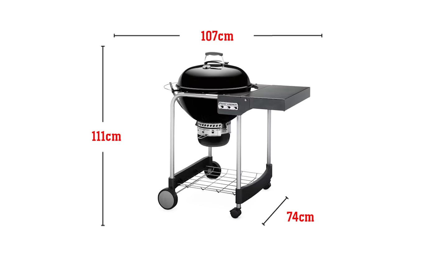 Fits 13 Burgers Measured with a Weber Burger Press, Total cooking area 2,342 square cm, Built-In Lid Thermometer