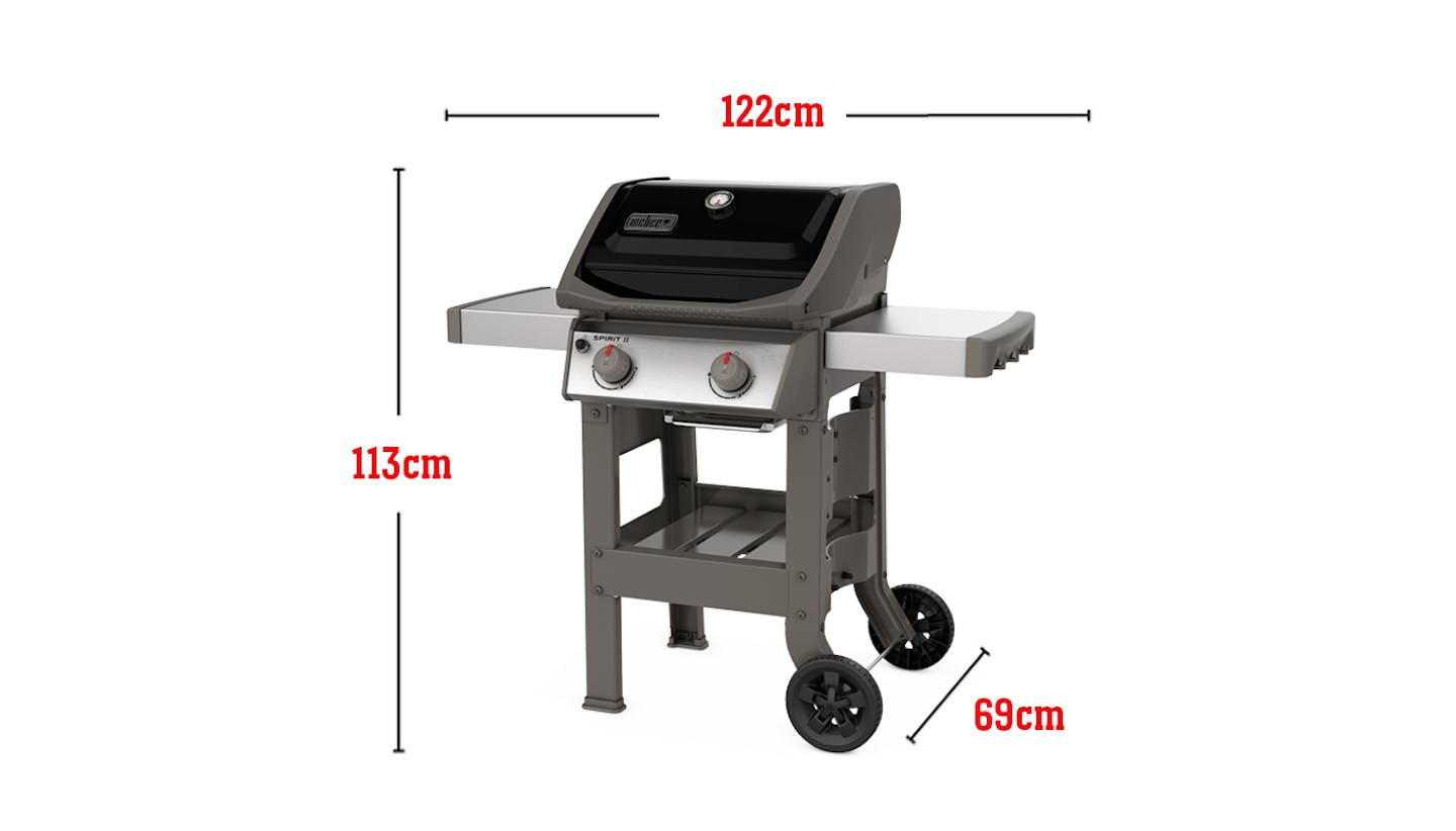 Geschikt voor 12 hamburgers gemeten met een Weber hamburgerpers, totaal grilloppervlak 2903 cm2, invoerbranders 26.500 Btu per uur