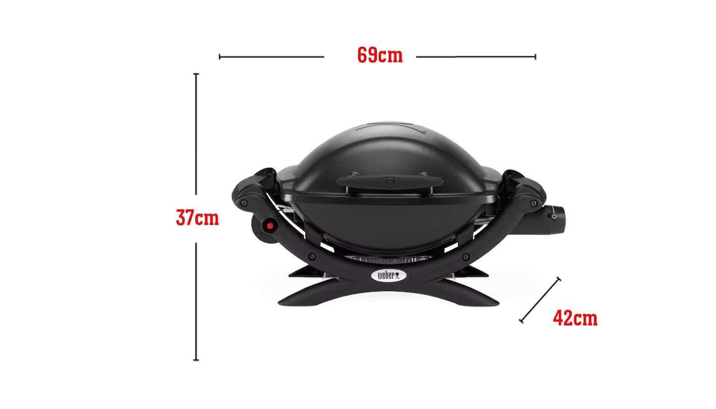 Geschikt voor 6 hamburgers gemeten met een Weber-hamburgerpers, totaal grilloppervlak 1219 cm2, invoerbranders 8500 Btu per uur