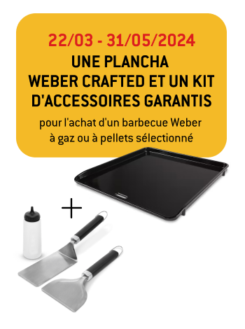 Une plancha Weber Crated et un kit d'accessoires garantis pour l'achat d'un barbecue à gaz ou à pellets sélectionné