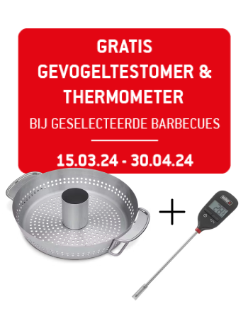Gratis gevolgeltestomer & thermometer bij geselecteerde barbecues