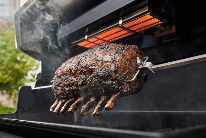 Weber Summit Gas Grill rotisserie on infrared broiler 