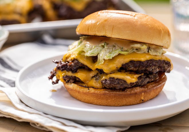 Double Smash Burgers with Sweet Chili Special Sauce