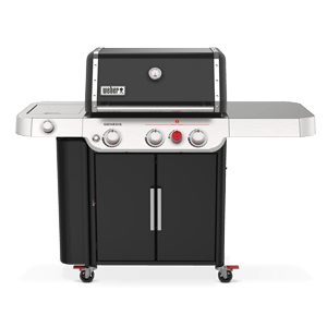 Weber Q1200 Portable Propane Gas Grill with Side Tables on Scissor