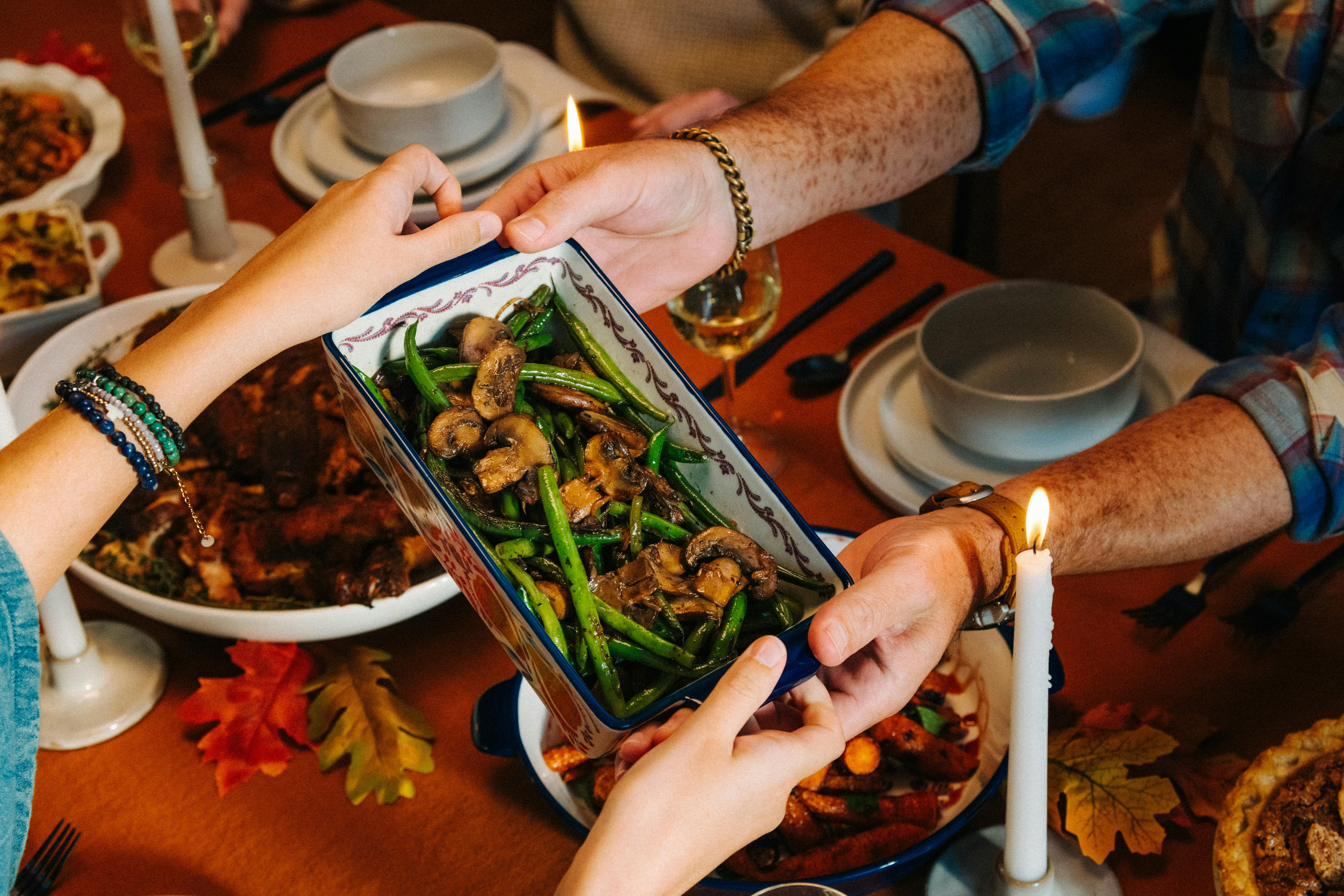 Griddled Green Beans and Mushrooms