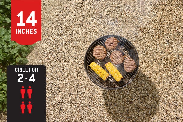 Size and capacity image for 14 inch charcoal grills