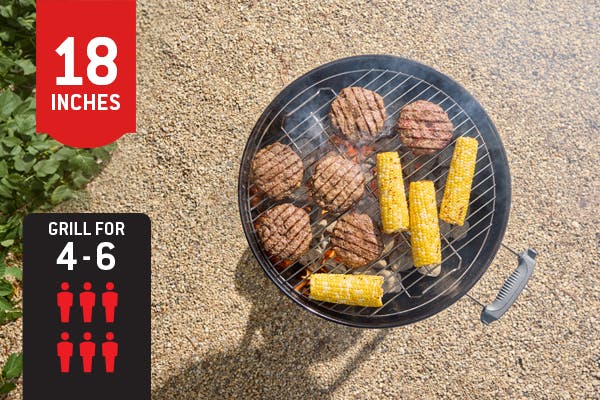 Size and capacity image for 18 inch charcoal grills