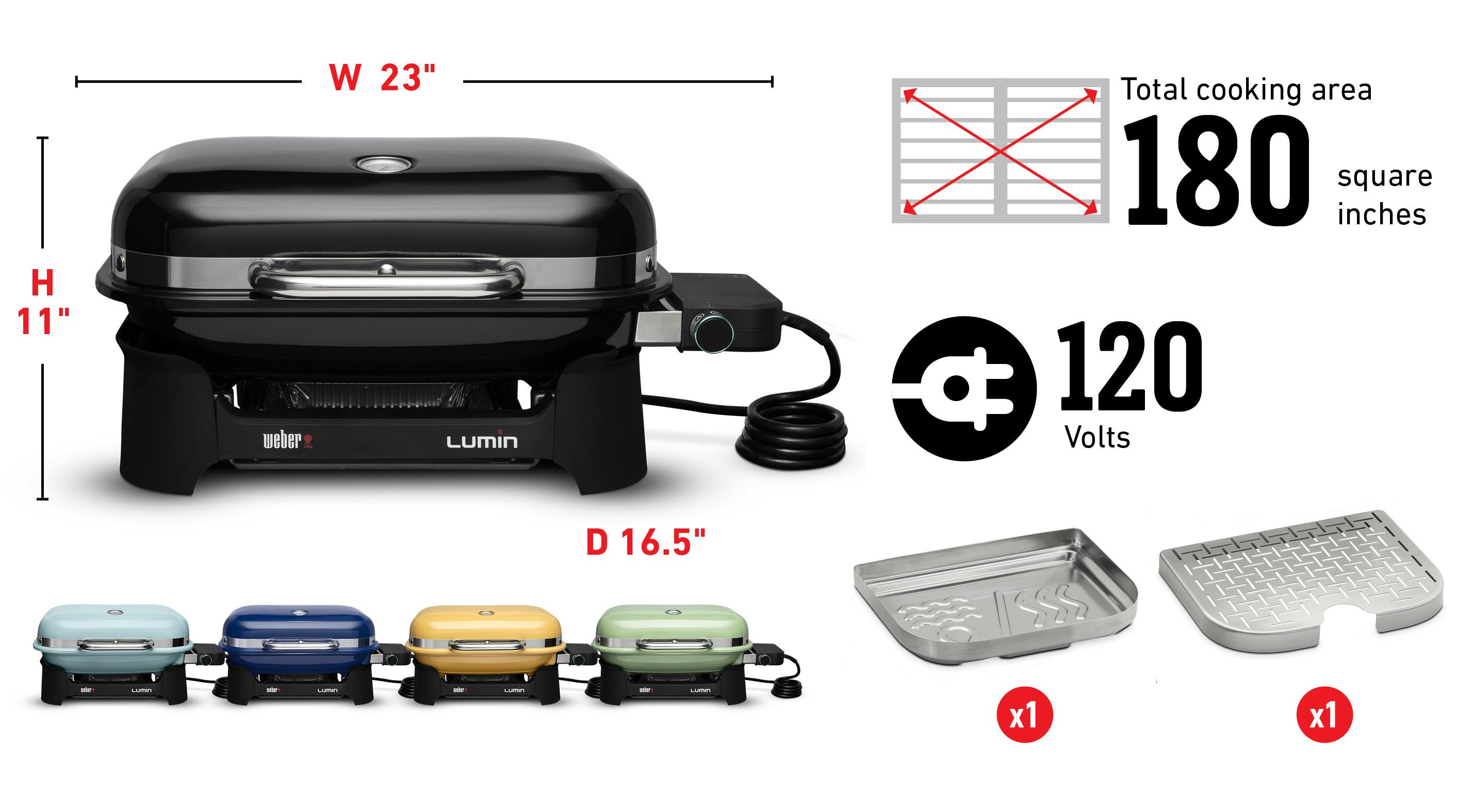 Total cooking area 242 square inches, 120 Volts