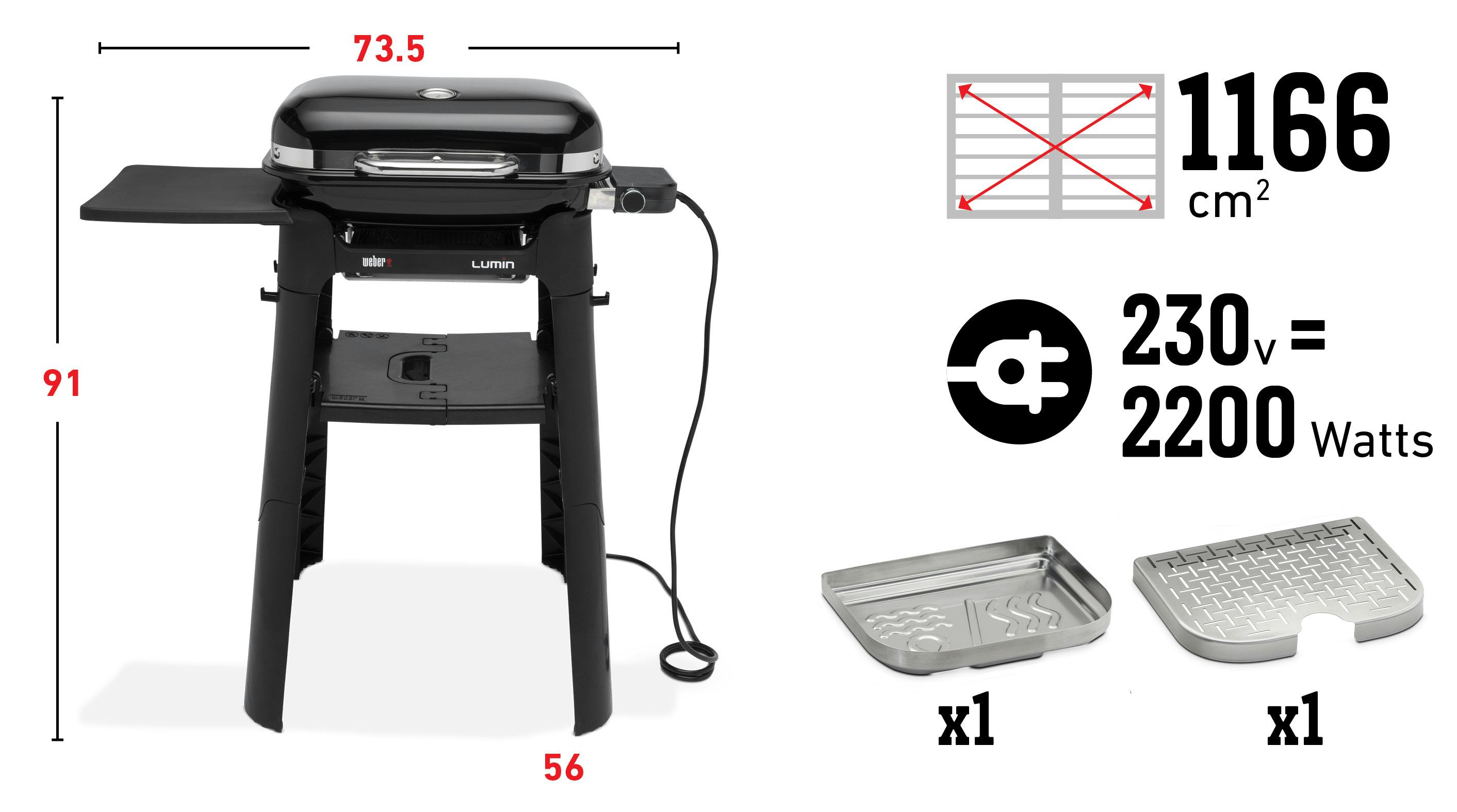Lumin Compact-elektrische barbecue met onderstel