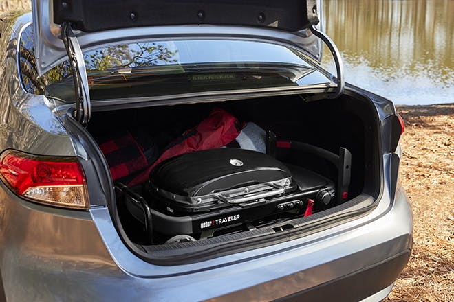 Fits in the trunk of most compact cars