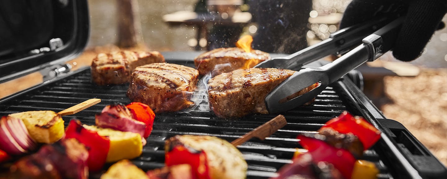 Searing Steaks on Weber Traveler Compact Portable Gas Grill